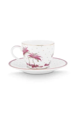 Espresso Tasse & Untertasse Jolie Punkte Gold Rosa
