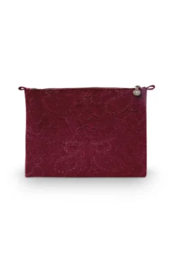 Flaches Necessaire Gross Samt Quiltey Days Rot