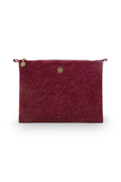 Flaches Necessaire Gross Samt Quiltey Days Rot