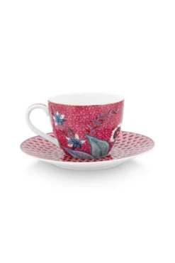 Flower Festival Espresso Tasse & Undertasse Dunkelrosa
