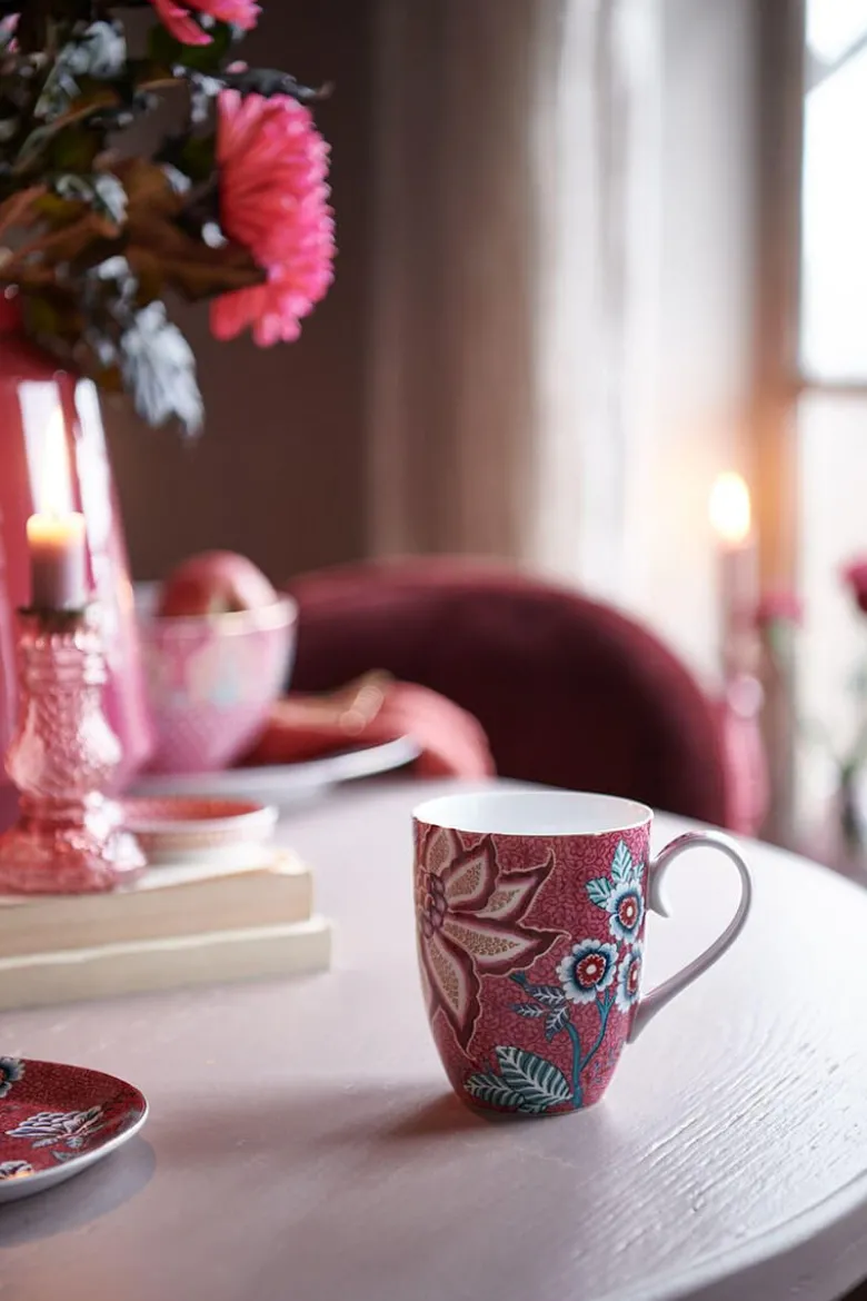 Flower Festival Tasse Gross Dunkelrosa