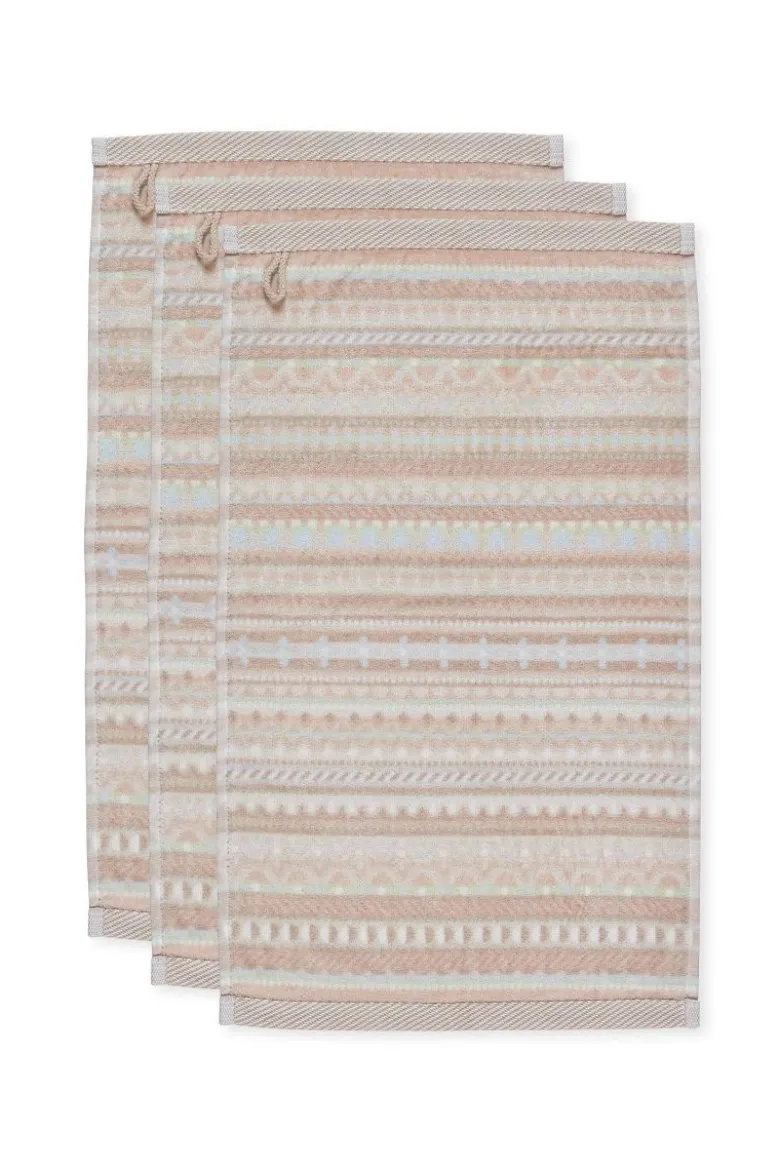 Gästehandtuch Set/3 Geometric Print Sand 30x50cm