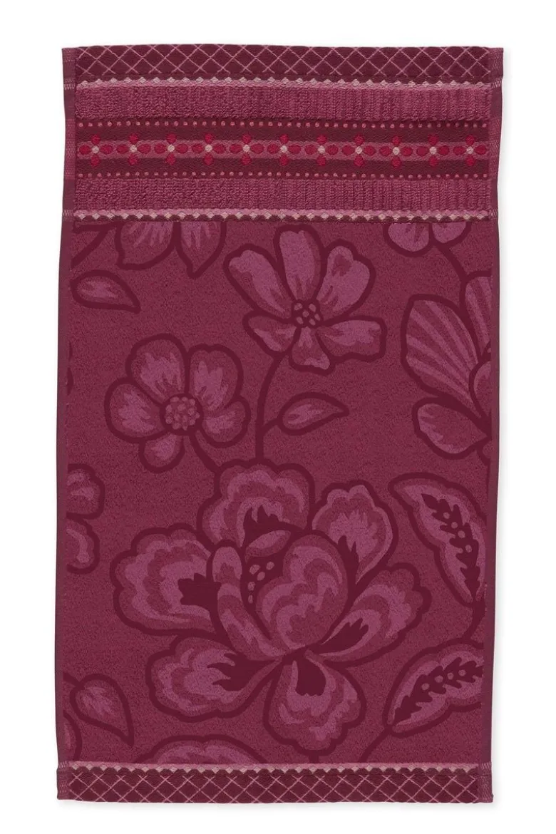 Gästehandtuch Set/3 Jasmin Jacquard Dunkelrosa 30x50cm