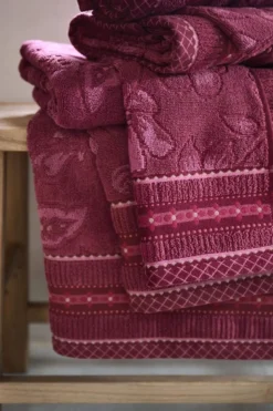 Gästehandtuch Set/3 Jasmin Jacquard Dunkelrosa 30x50cm