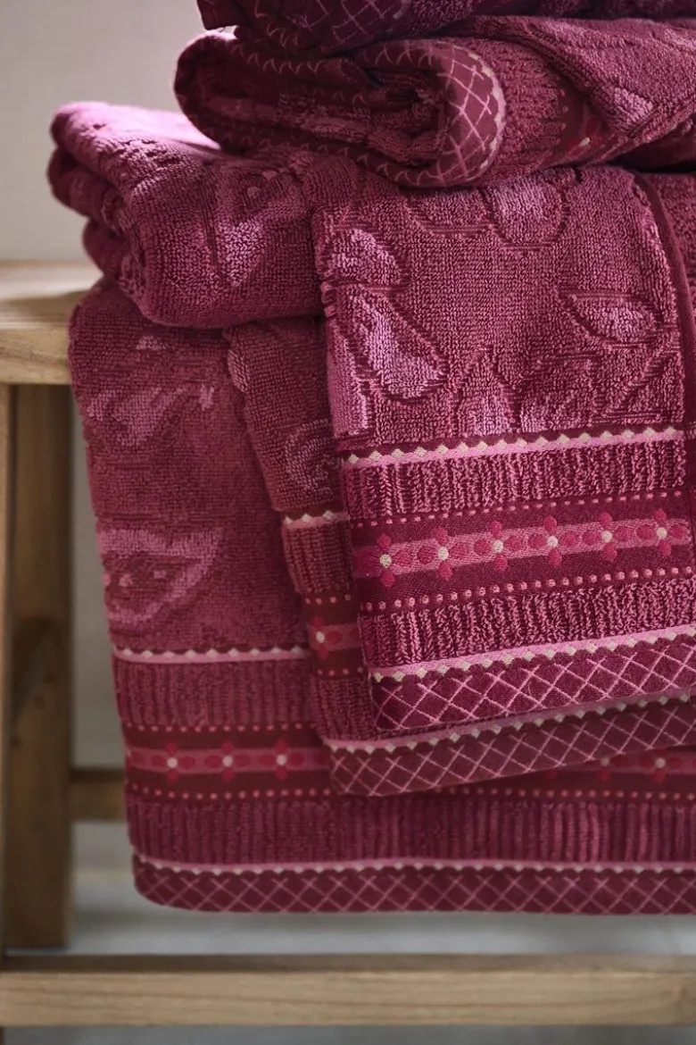 Gästehandtuch Set/3 Jasmin Jacquard Dunkelrosa 30x50cm