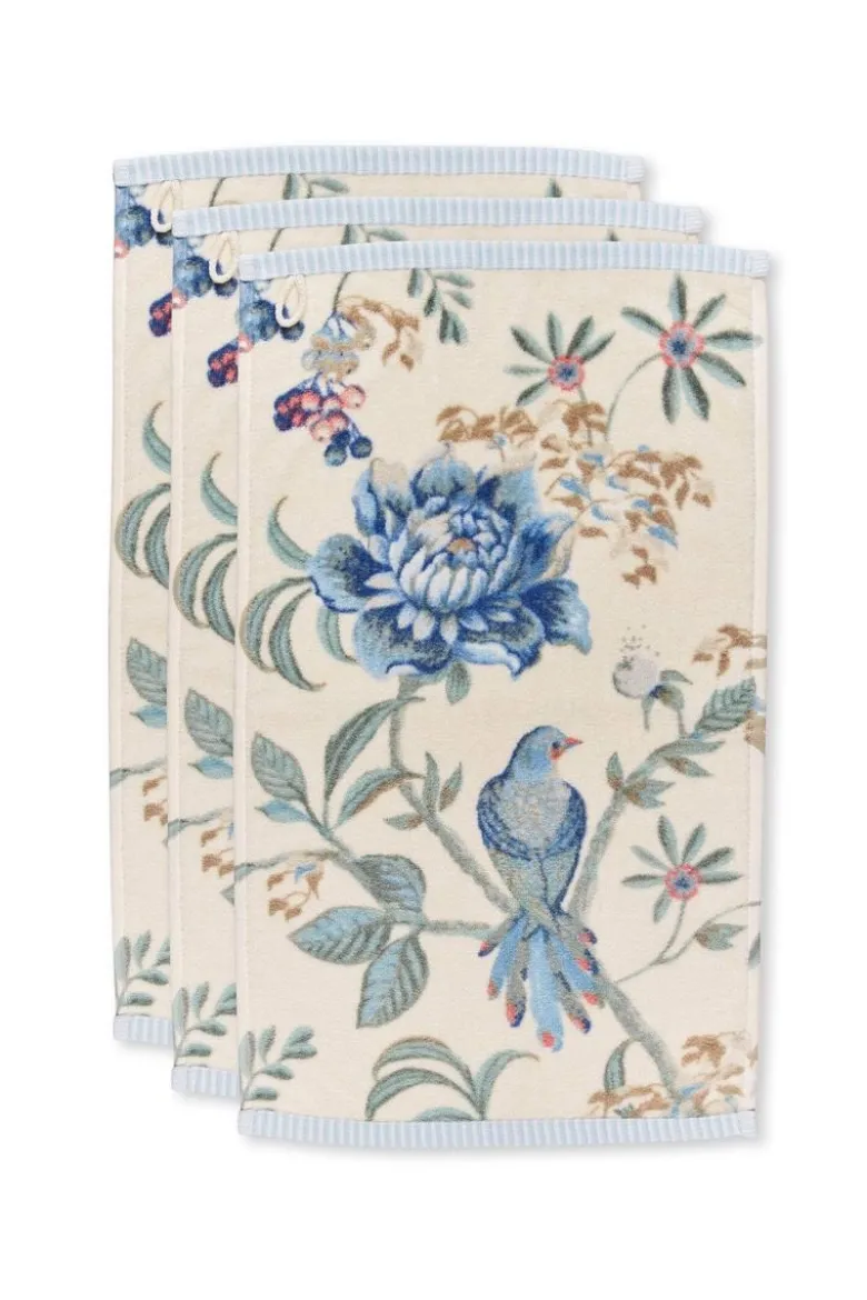 Gästehandtuch Set/3 Secret Garden Weiß/Blau 30x50cm
