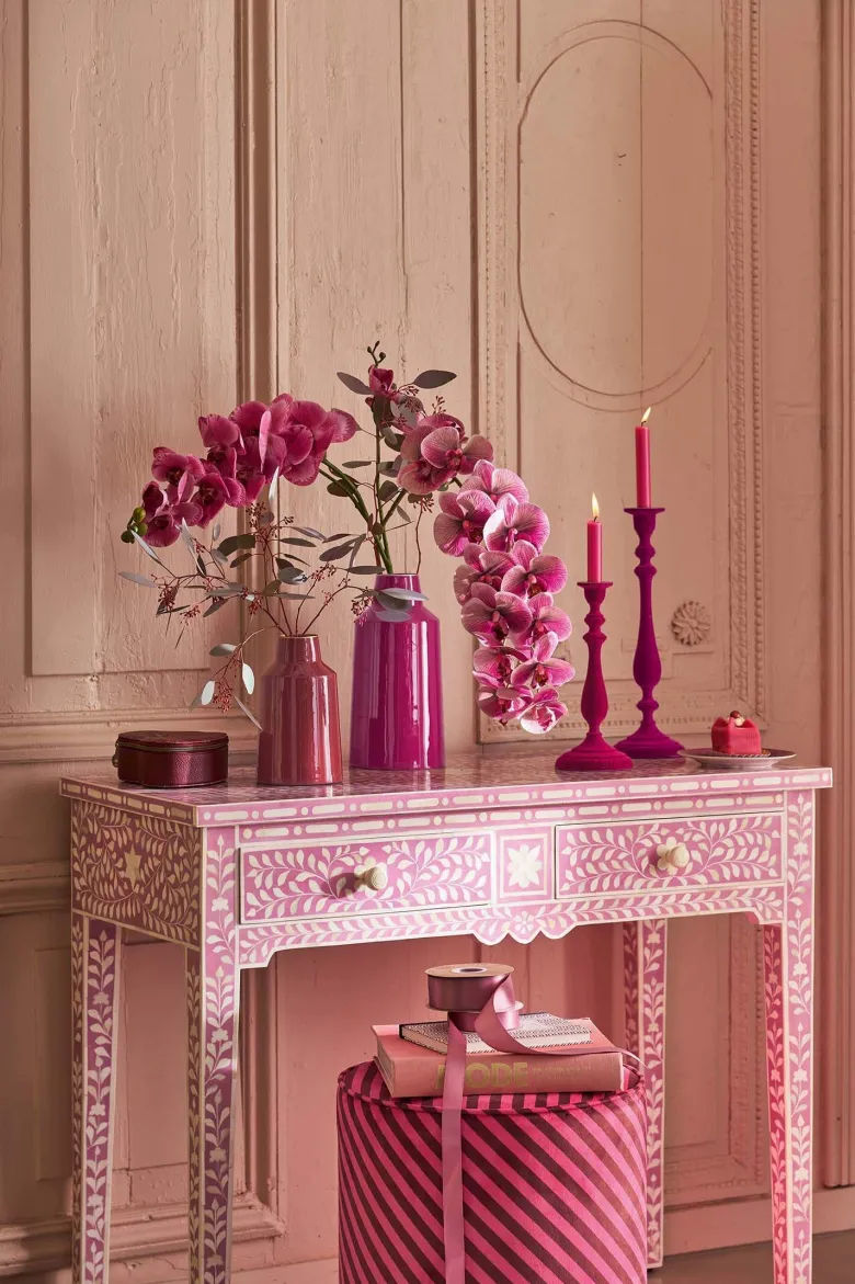 Kerzenhalter Samt Rosa 37cm