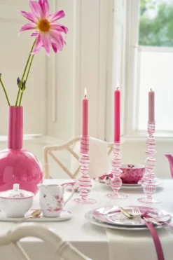 Kerzenständer Glas Strudel Rosa 28cm