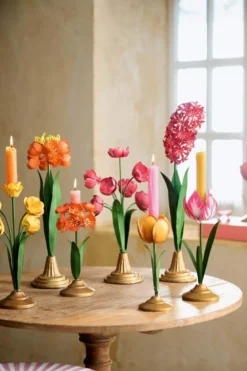 Kerzenständer Metall Blume Rosa 31.5cm