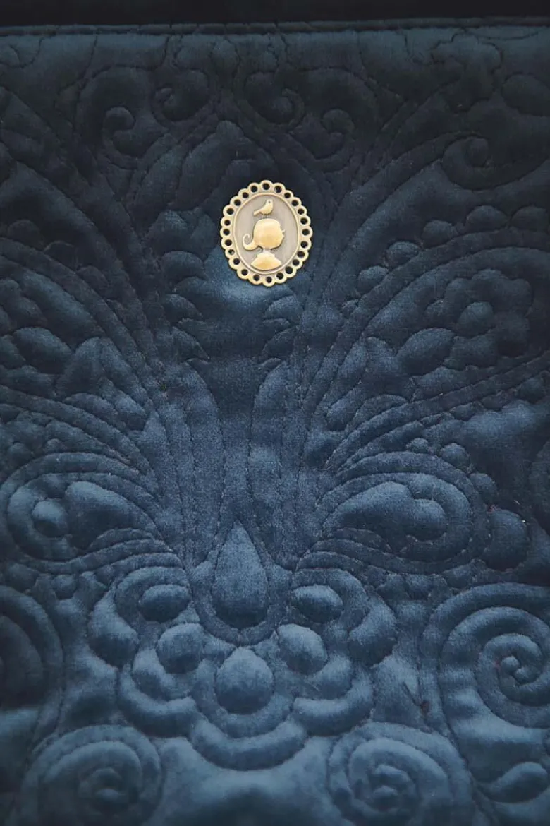 Kosmetiktasche Klein Samt Quiltey Days Blau