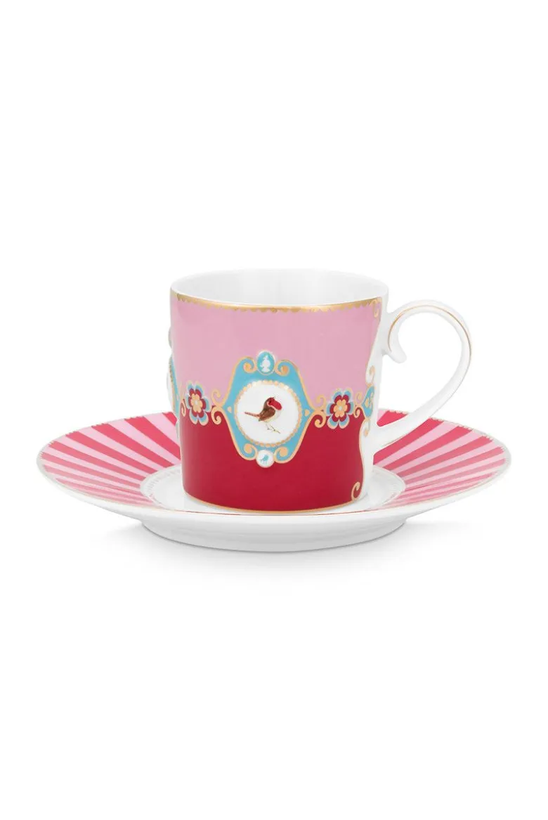 Love Birds Cappuccino Tasse & Untertasse Rot/Rosa