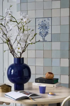 Metall Vase Gross Königsblau 42cm
