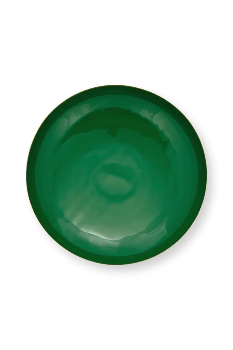 Niedriges Schale Metall Dunkelgrün 12.5cm