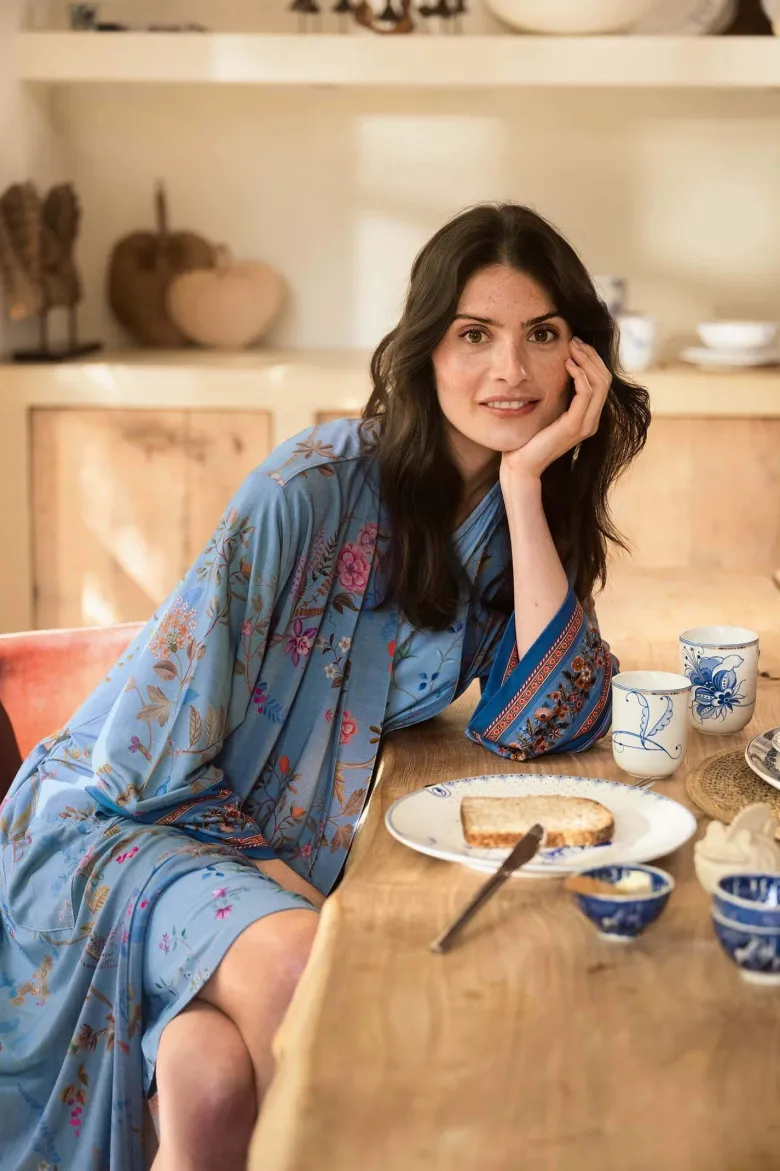 Noa Kimono Bodhi Flower Blau