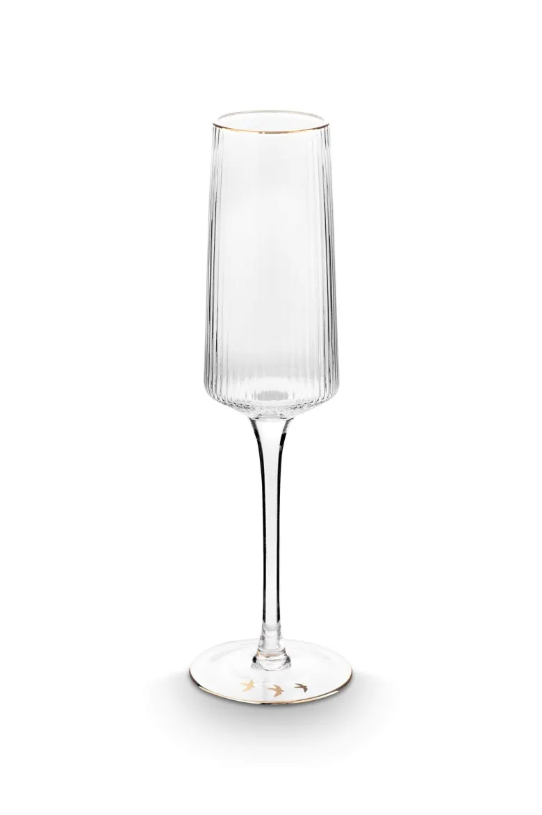 Sektglas Gerippt Gold