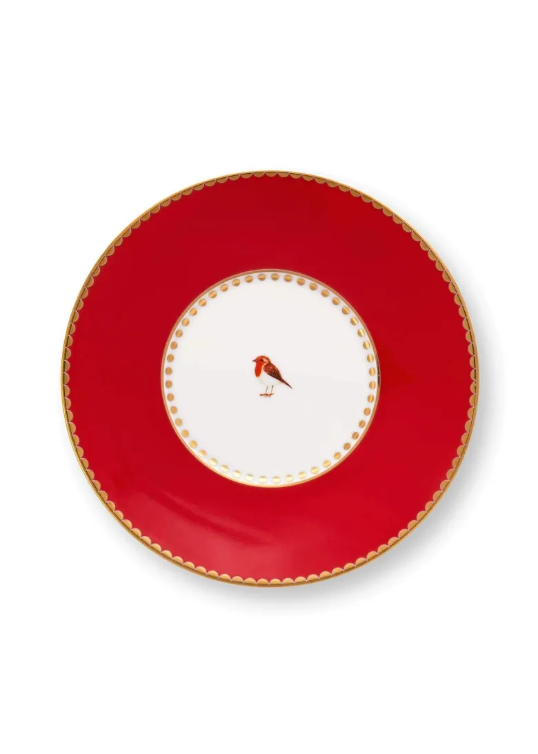 Set/2 Espresso Tasse & Untertasse Love Birds Streifen Rot-Rosa