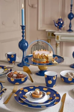Set/2 Frühstücksteller Dot Delight Navy/Gold 21cm