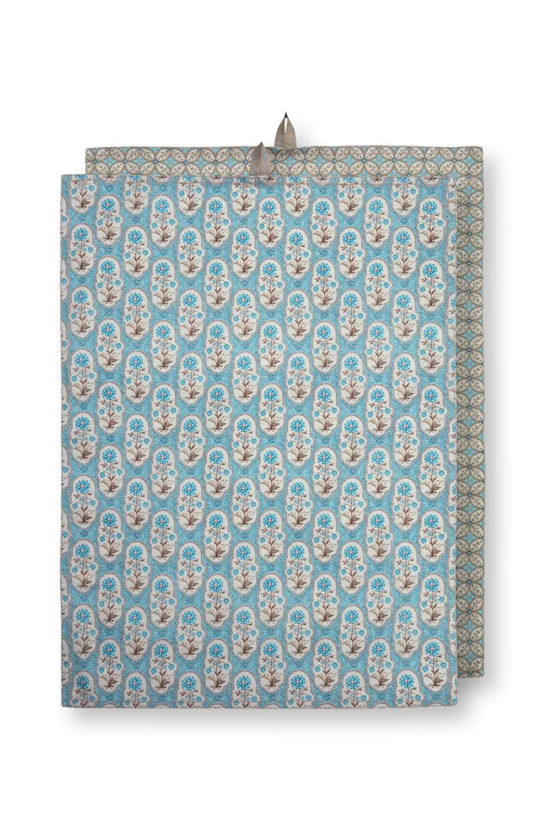 Set/2 Geschirrtüchern Blooming Tales Bustani-Pashmina Khaki/Blau