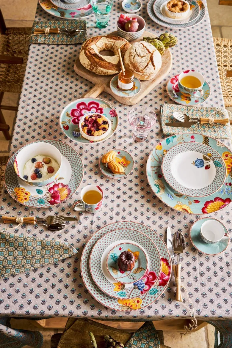 Set/4 Servietten Blooming Tales Bustani Khaki/Blau