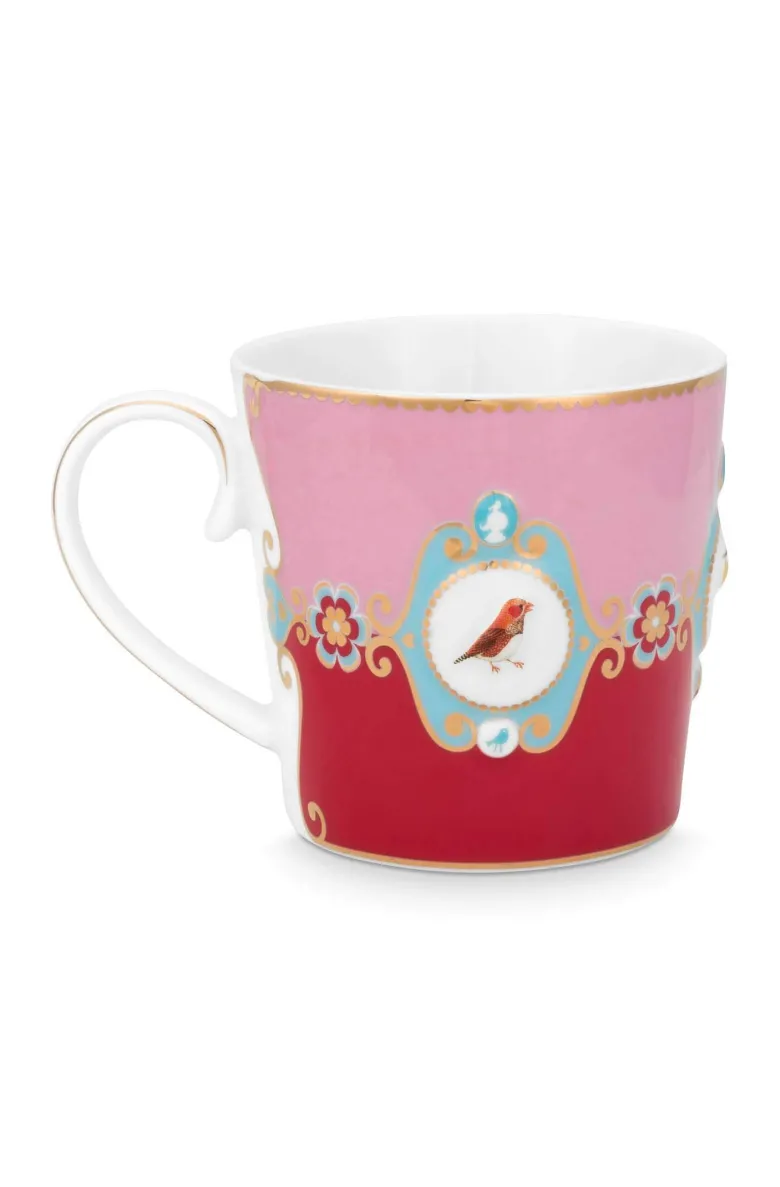 Set/2 Tassen Groß Love Birds Medallion Rot-Rosa