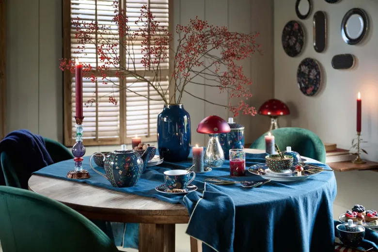 Tablett Metall Mittel Berry Blues Dunkel Blau