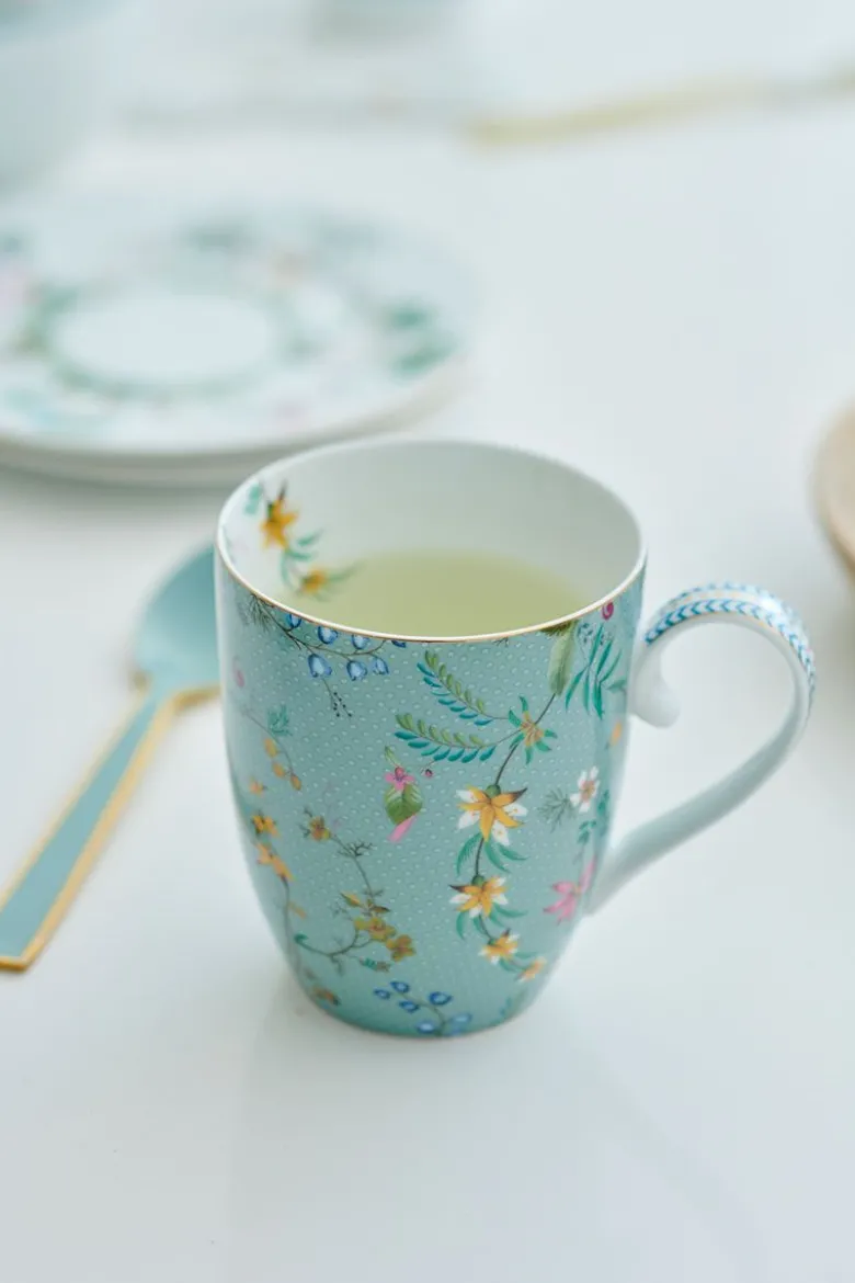 Tasse Gross Jolie Blumen Blau
