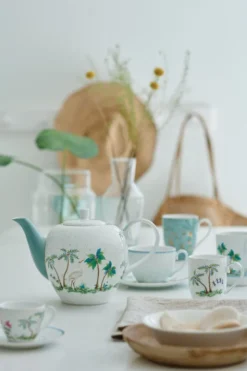 Tasse & Untertasse Jolie Punkte Gold Blau