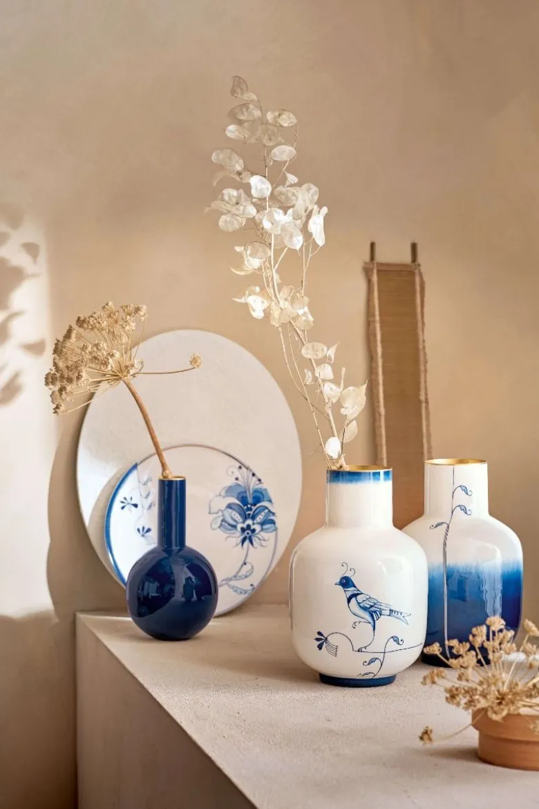 Vase Metall Pip & The Blue Bird Dip Dye Blau 30cm